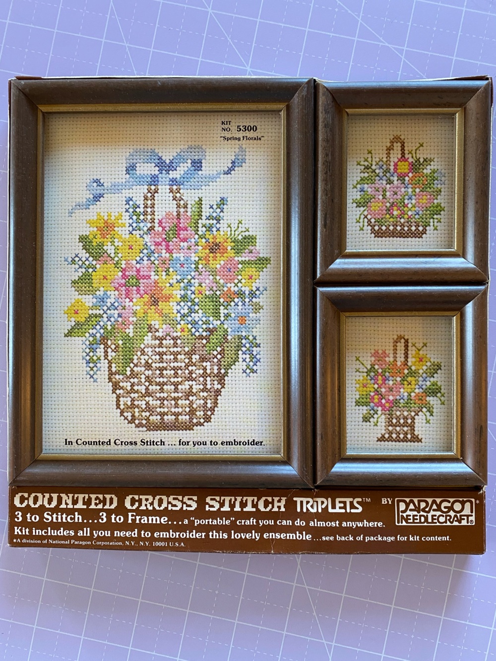 Vintage Paragon Cross Stitch Kit Spring Florals Cottagecore Craft Set USA